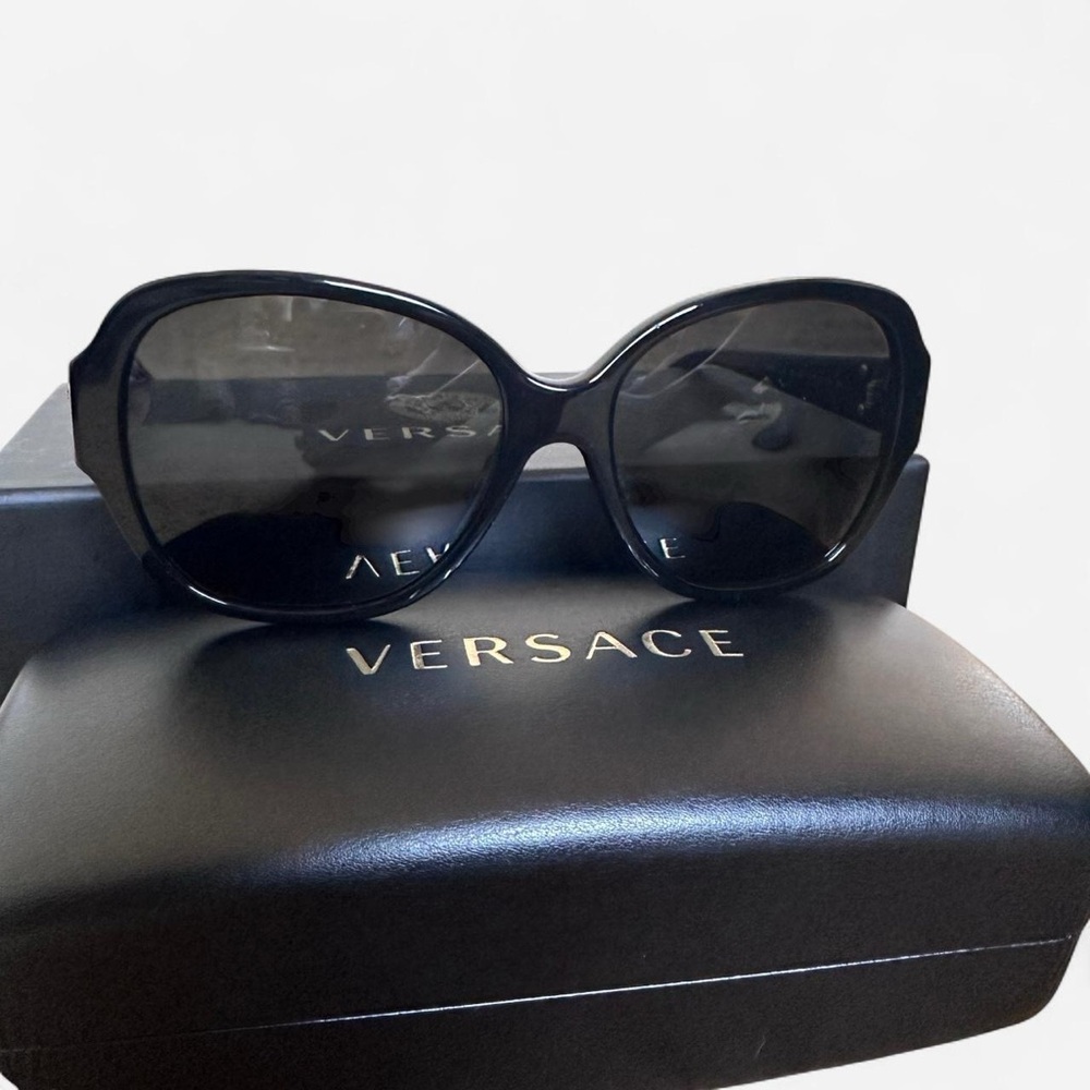 Versace Oversized Black Sunglasses with Case & Box (SS17)
